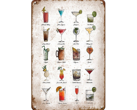 Metalen wandbord | Cocktails |