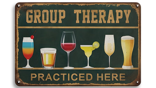 Metalen wandbord | Group therapy | Practice here |
