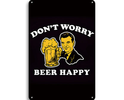 Metalen wandbord | Don't worry beer happy |
