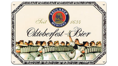 Metalen wandbord | Paulaner München | Oktoberfest bier |