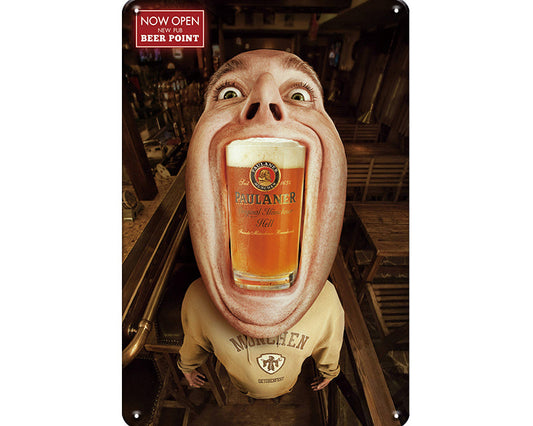 Metalen wandbord | Paulaner München | Now open | Beer point |