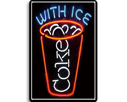 Metalen wandbord | Coke with ice |
