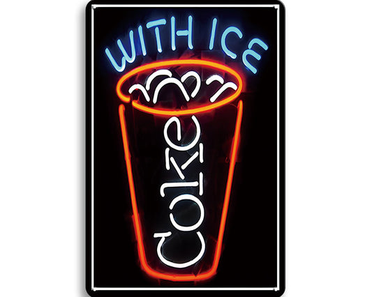 Metalen wandbord | Coke with ice |