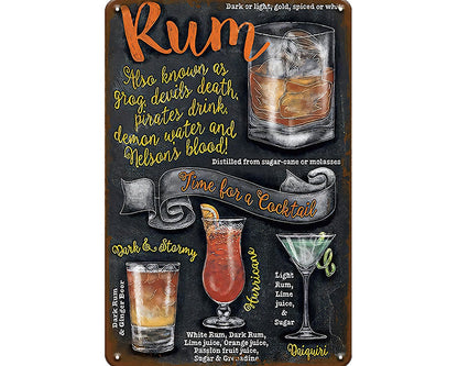 Metalen wandbord | Rum | Time for a cocktail |