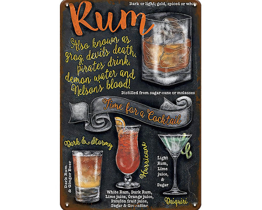 Metalen wandbord | Rum | Time for a cocktail |