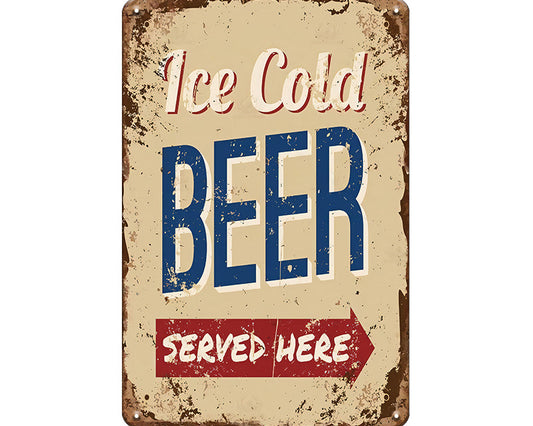 Metalen wandbord | Ice cold beer | Served here |