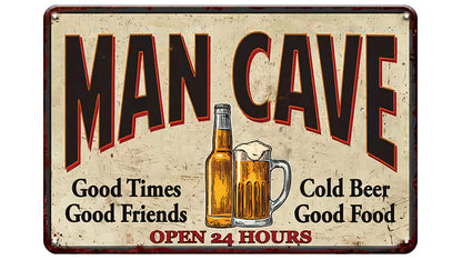 Metalen wandbord | Man cave | Open 24 hours |