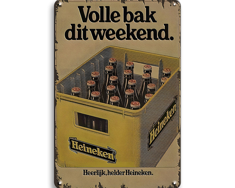 Metalen wandbord | Heineken | Volle bak dit weekend |