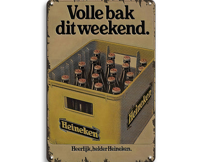 Metalen wandbord | Heineken | Volle bak dit weekend |