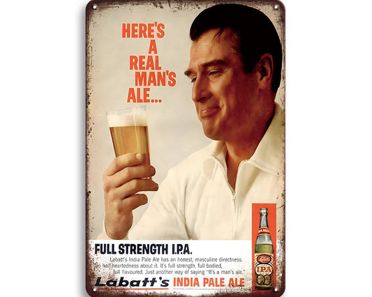 Metalen wandbord | Here's a real man's ale... |