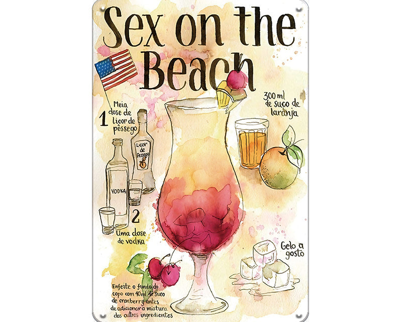 Metalen wandbord | Sex on the beach | Cocktail |