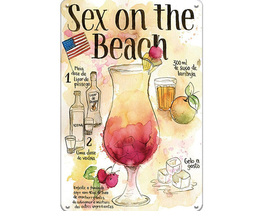 Metalen wandbord | Sex on the beach | Cocktail |
