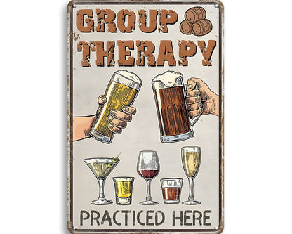 Metalen wandbord | Group therapy | Practiced here |