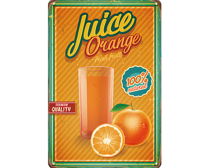 Metalen wandbord | Orange juice | Fresh fruit |