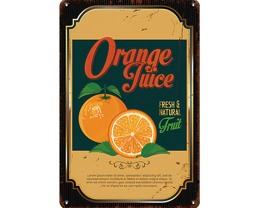 Metalen wandbord | Orange juice | Fresh & natural fruit |