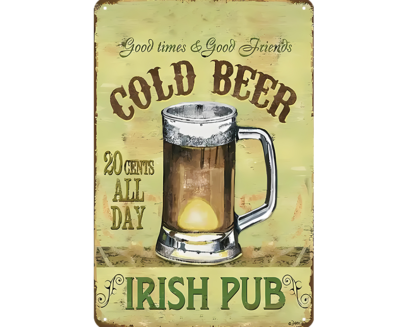 Metalen wandbord | Cold beer | Irish pub |