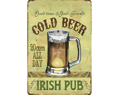 Metalen wandbord | Cold beer | Irish pub |