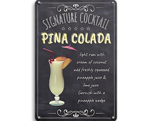 Metalen wandbord | Pina Colada | Signature cocktail |