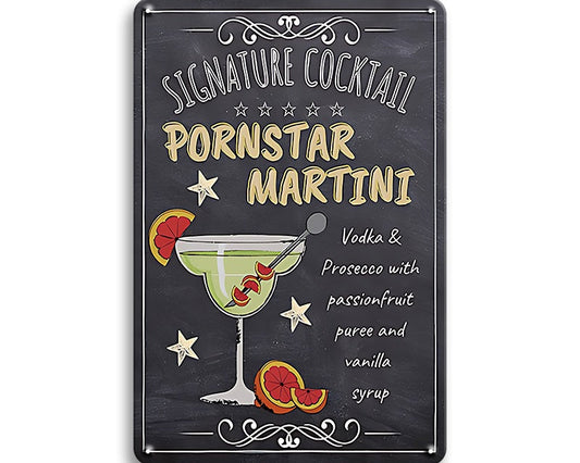 Metalen wandbord | Pornstar Martini | Signature cocktail |