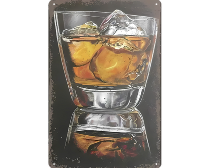 Metalen wandbord | Whiskey glas |