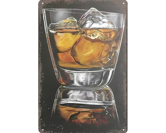 Metalen wandbord | Whiskey glas |