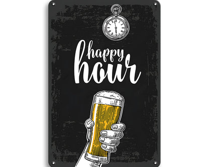 Metalen wandbord | Happy hour |