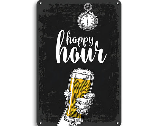Metalen wandbord | Happy hour |