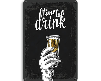 Metalen wandbord | TIme to drink |