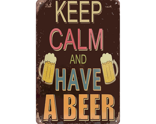 Metalen wandbord | Keep calm and have a beer |