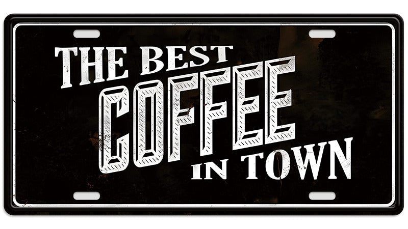 Metalen wandbord | The best coffee in town | Kentekenplaat | 15x30cm |