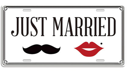 Metalen wandbord | Just Married | Kentekenplaat | 15x30cm |