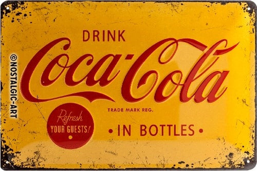Metalen wandbord | Coca Cola geel logo | 20x30cm |