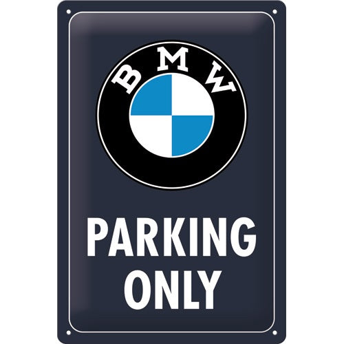 Metalen wandbord | BMW parking only | Klassiek blauw | 30x20cm |