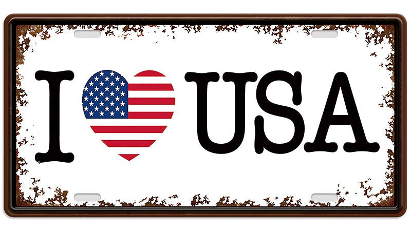 Metalen wandbord | I love USA | Kentekenplaat | 15x30cm |