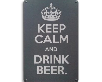 Metalen wandbord | Keep calm and drink beer |