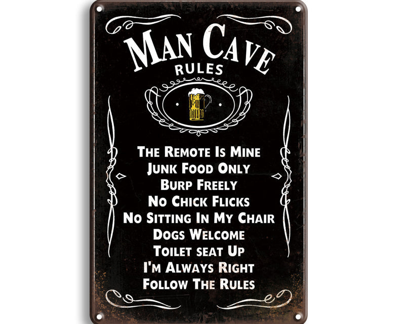 Metalen wandbord | Man cave rules |