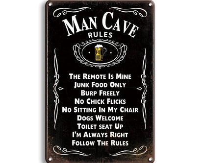 Metalen wandbord | Man cave rules |