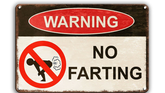 Metalen wandbord | Warning | No farting |