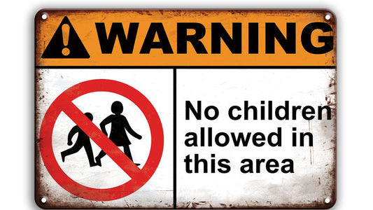 Metalen wandbord | Warning | No children allowed in this area |