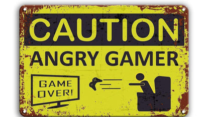 Metalen wandbord | Caution | Angry gamer |