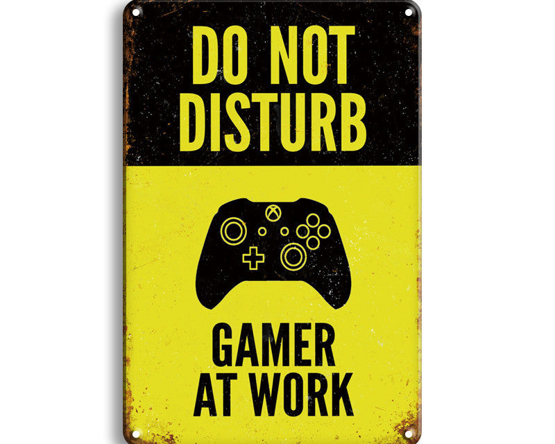 Metalen wandbord | Do not disturb | Gamer at work |