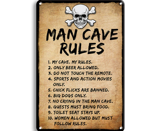 Metalen wandbord | Man cave rules |