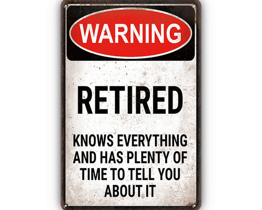 Metalen wandbord | Warning retired |