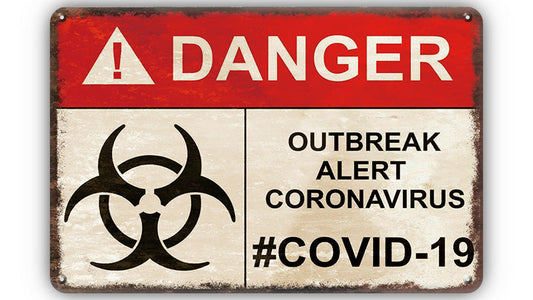 Metalen wandbord | Danger outbreak alert Coronavirus | #COVID-19 |