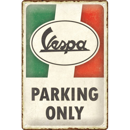 Metalen wandbord | Vespa Italian parking only | 30x20cm |