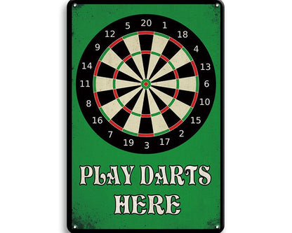 Metalen wandbord | Play darts here |