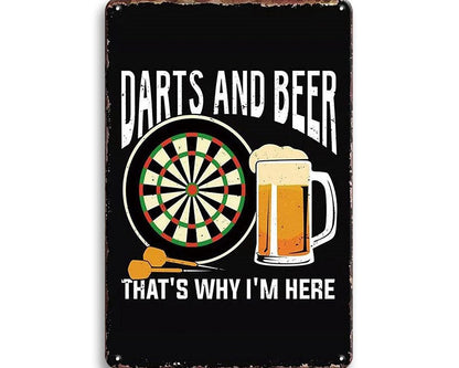 Metalen wandbord | Darts and beer | That's why i'm here |