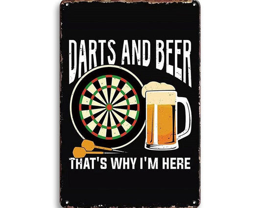 Metalen wandbord | Darts and beer | That's why i'm here |