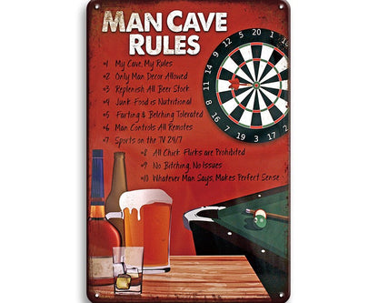 Metalen wandbord | Man cave rules |