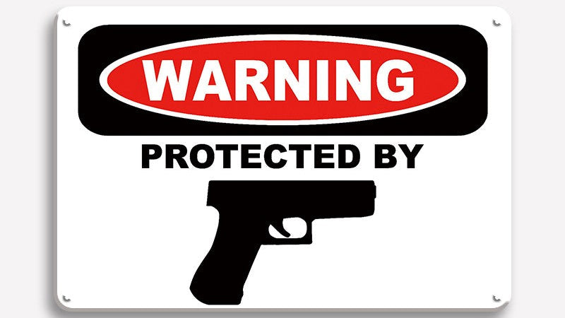 Metalen wandbord | Warning | Protected by |